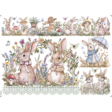 Transfer Têxtil 20x27,5cm TTR6P-004 Páscoa Coelhos Jardim