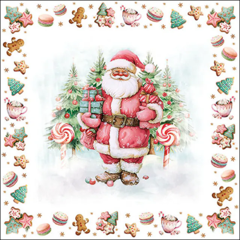 Guardanapo de Papel Decoupage 33x33 33319970 Natal Santa Sweets