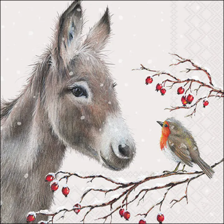 Guardanapo de Papel Decoupage 33x33 Natal Donkey and Robin 33320100