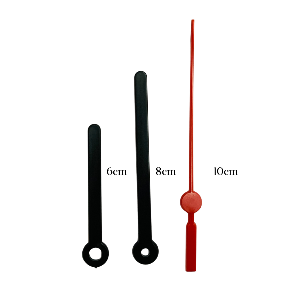 Ponteiros para Máquina de Relógio Palito 8cm Preto