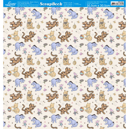 Papel Scrapbook Litoarte SD-1372 Urso Doce Mel 30,5x30,5cm
