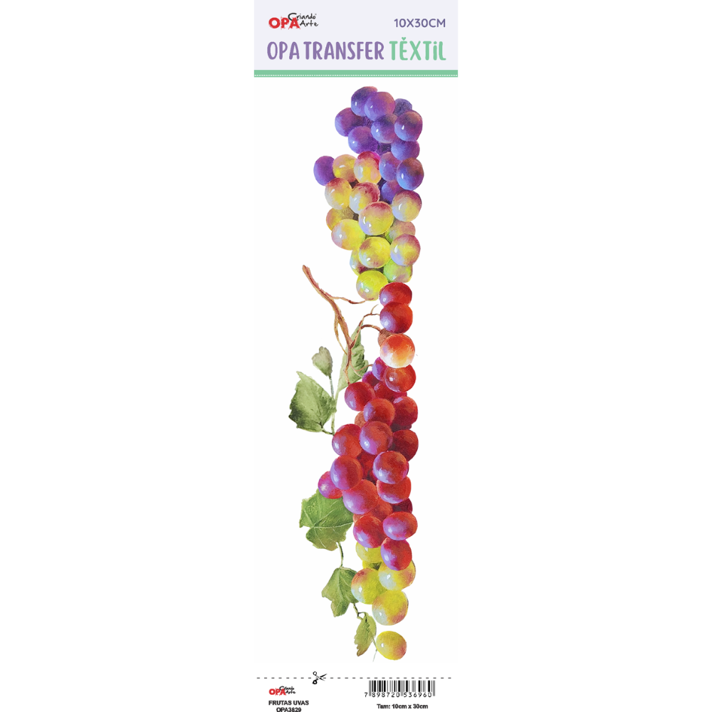 Transfer Têxtil 10x30cm  Opa 3829 Frutas Uvas