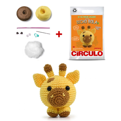 Kit Meu Primeiro Amigurumi Bicho Bola 2 Cor 03 Girafa Mel