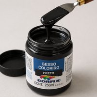 Gesso Acrílico Colorido Preto para Telas Corfix 250ml Preparação para Pintura