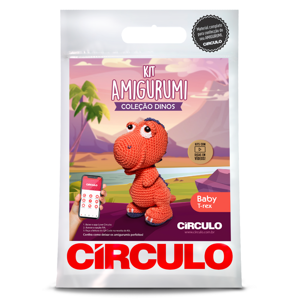 Kit Amigurumi Dinossauros Círculo Cor 03 T-Rex