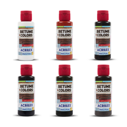 Kit 6 Tintas Betume Colors Acrilex 60ml Tinta Envelhecedora