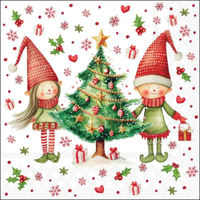 Guardanapo de Papel Decoupage 33x33 Natal Elves by the Tree 33321075