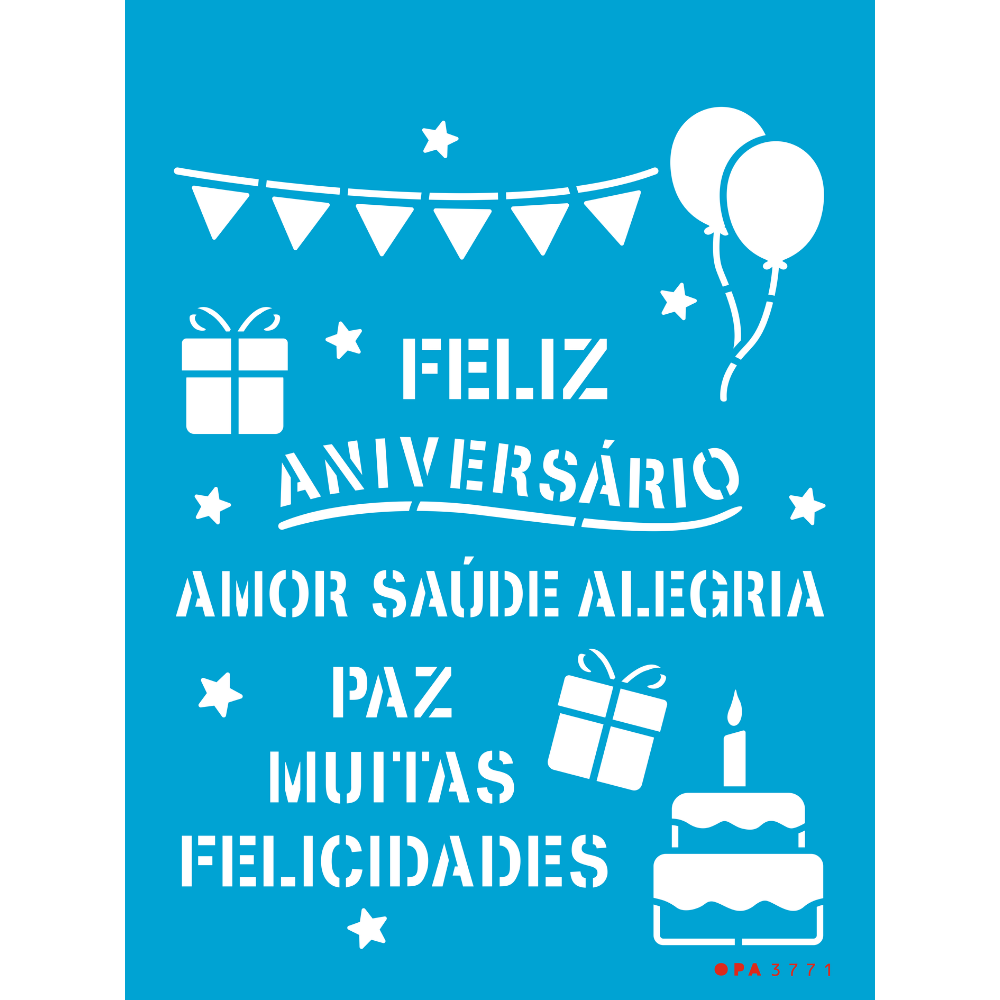 Stencil OPA 15x20 3771 Feliz Aniversário