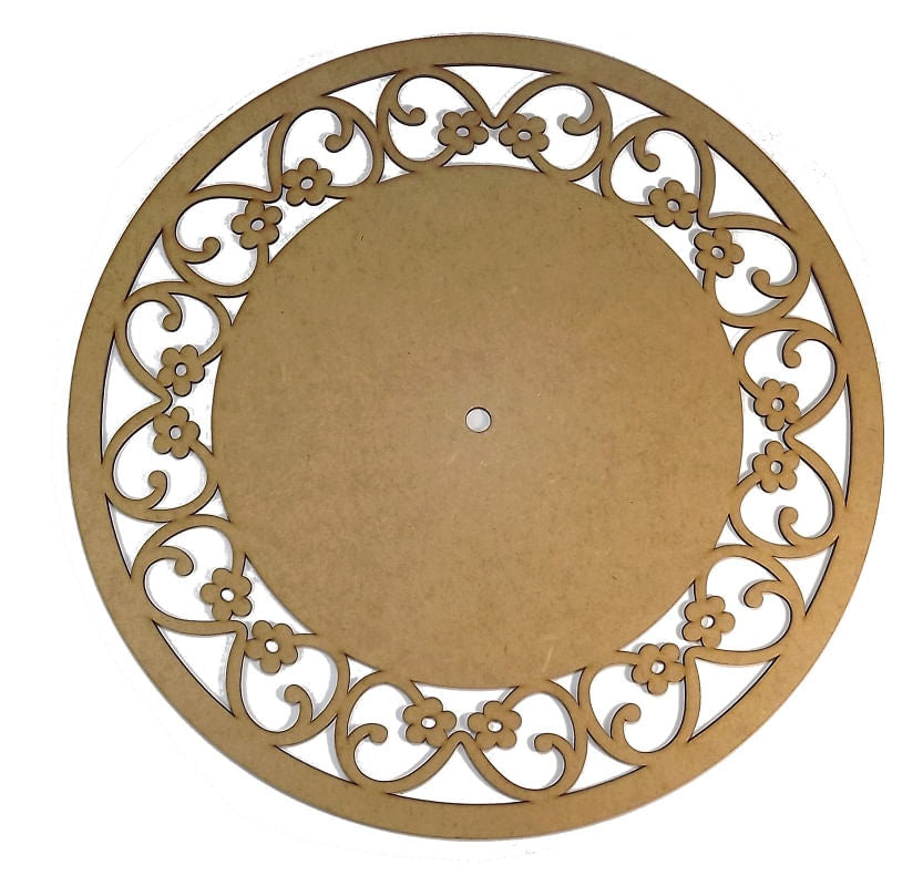 Relógio Margaridas Liso e Borda 33x33cm em MDF