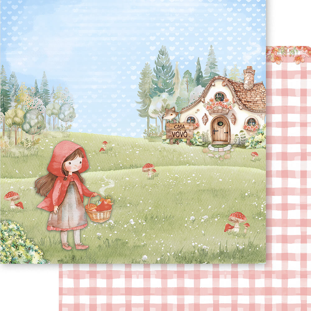 Papel Scrapbook Litoarte SD-1383 Menina de Vermelho 30,5x30,5cm