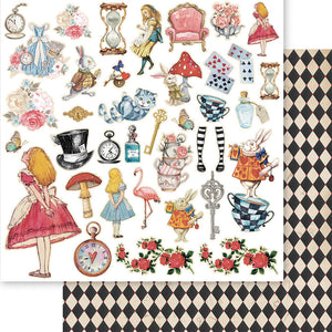 Papel Scrapbook Litoarte SD-1382 Alice País das Maravilhas 30,5x30,5cm