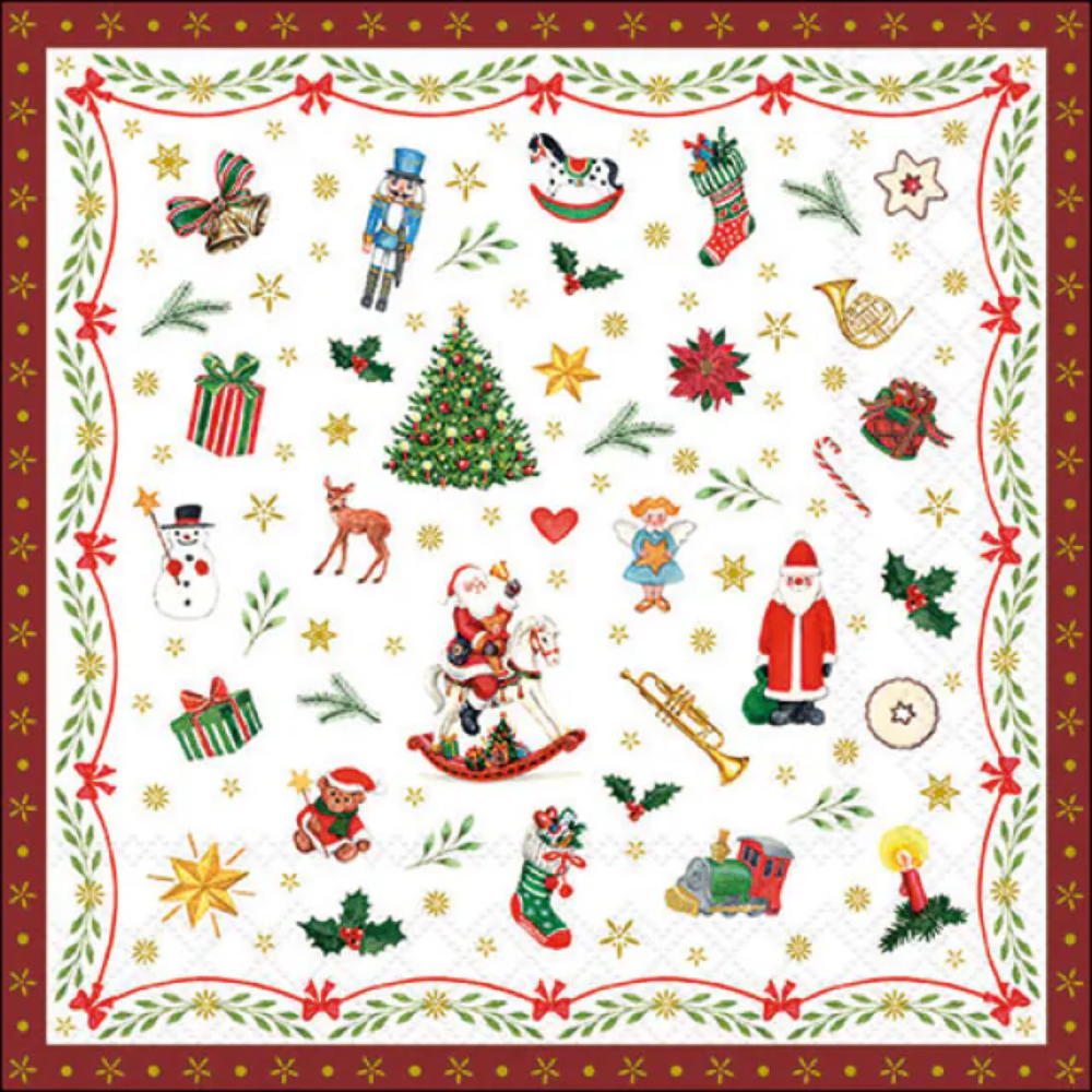 Guardanapo Decoupage Ambiente Ornaments All Over Red 33x33 com 2 Unidades