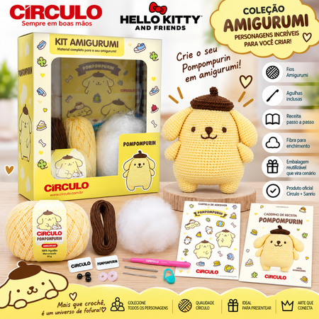 Kit Amigurumi Hello Kitty and Friends Círculo Cor 09 Pompompurin