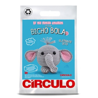 Kit Meu Primeiro Amigurumi Bicho Bola 2 Cor 02 Elefante Otto