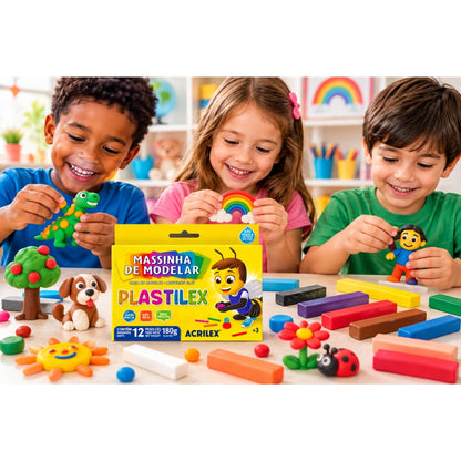 Massinha de Modelar Plastilex Acrilex 180g com 12 Unidades