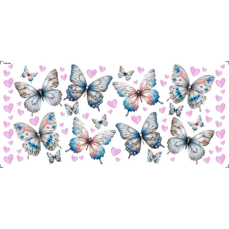 Transfer Têxtil 27,5x12,8cm TTB5-039 Barrado Borboletas