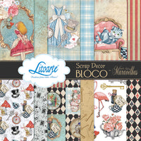 Scrap Bloco de Papel Litoarte SBXV-055 Alice País das Maravilhas 15x15cm