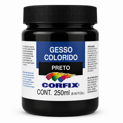 Gesso Acrílico Colorido Preto para Telas Corfix 250ml Preparação para Pintura