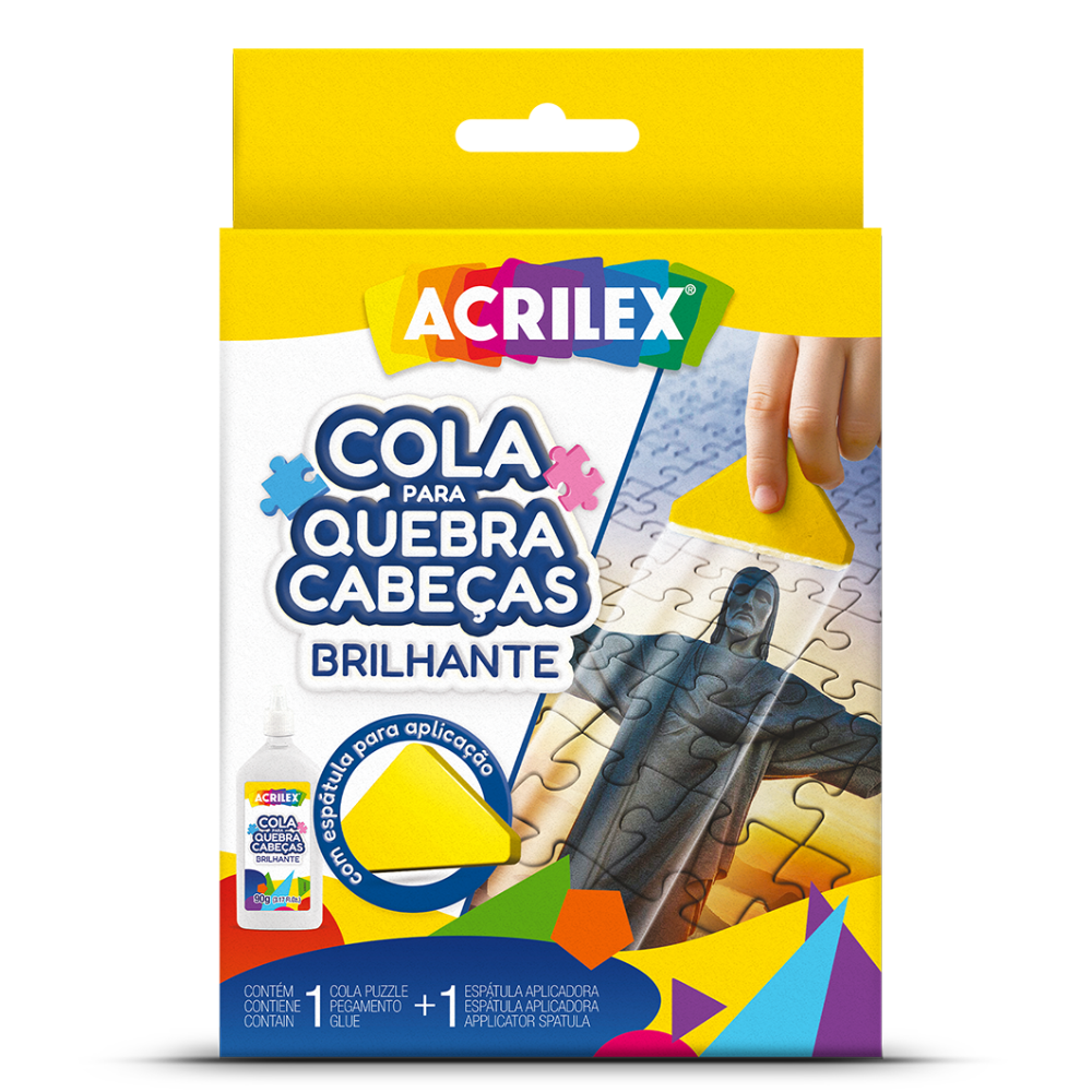Cola para Quebra-Cabeças Acrilex 90g Brilhante com Espátula Aplicadora