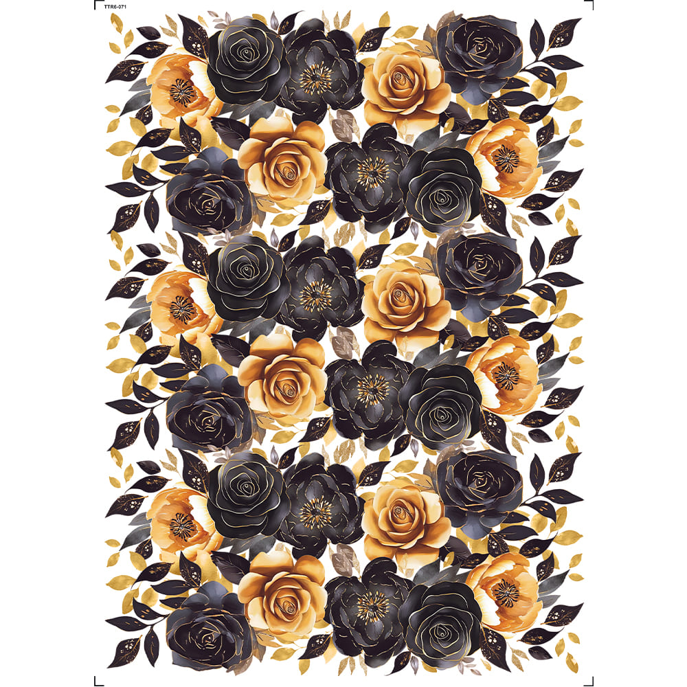 Transfer Têxtil 20x27,5cm TTR6-071 Flores Douradas