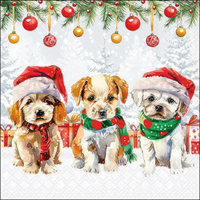 Guardanapo de Papel Decoupage 33x33 Natal Funny Cute Puppies 33320090