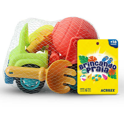 Brinquedo Caminhão Betoneira Acrilex 17x11x13cm 6 peças