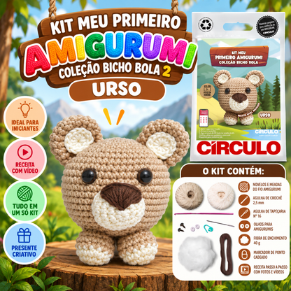 Kit Meu Primeiro Amigurumi Bicho Bola Cor 12 Urso
