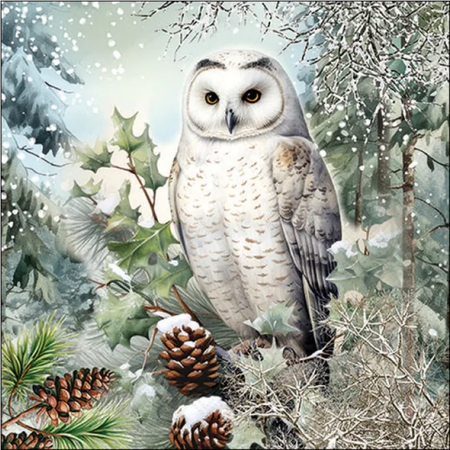 Guardanapo de Papel Decoupage 33x33 Natal Snowy Owl 33320010