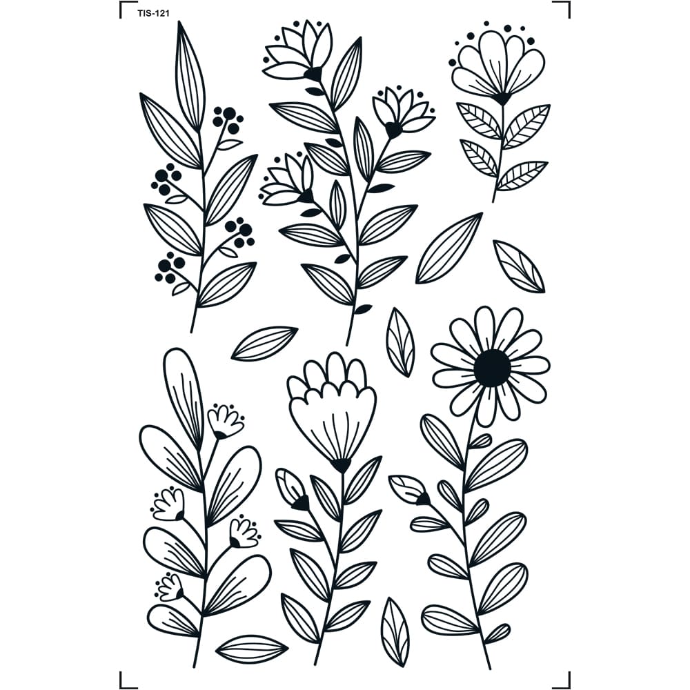 Transfer de Imagem 9,8x15cm TIS-121 Flores Preto e Branco