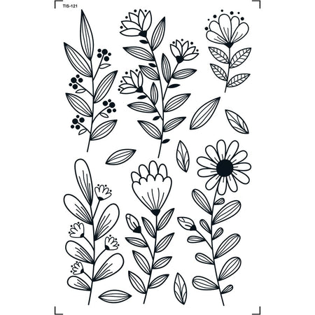 Transfer de Imagem 9,8x15cm TIS-121 Flores Preto e Branco
