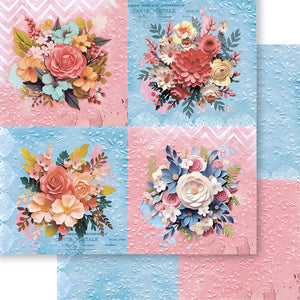 Papel Scrapbook Litoarte SD-1328 Flor 3D Quadrante 30,5x30,5cm