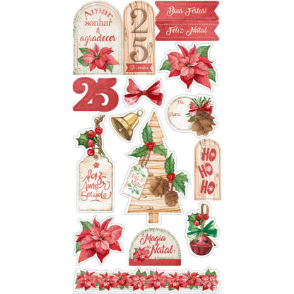 Apliques Die Cuts Litoarte LDCN-014 Jardim de Natal 15x29cm