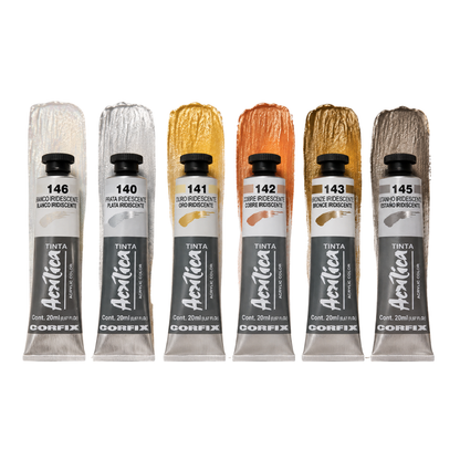 Tinta Acrílica Metálica Corfix Bisnaga 20ml