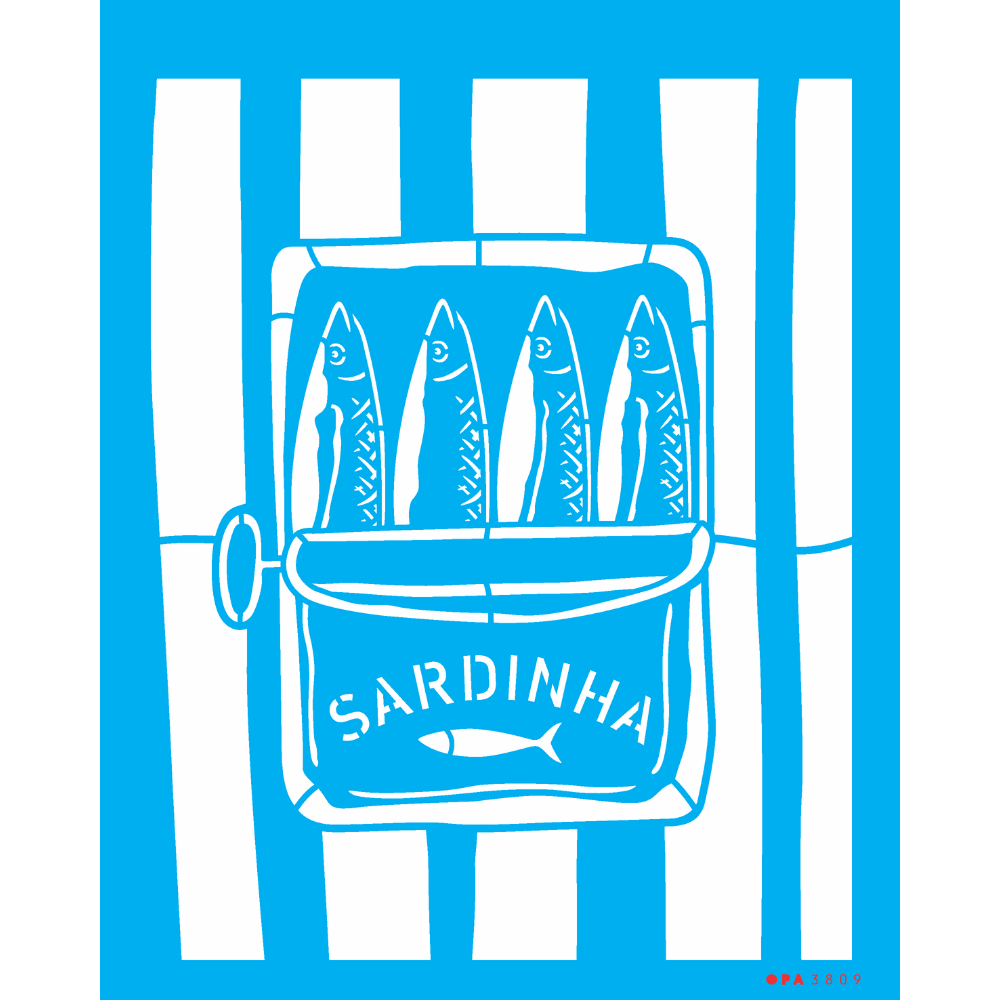 Stencil OPA 20x25 3809 Culinária Lata de Sardinha