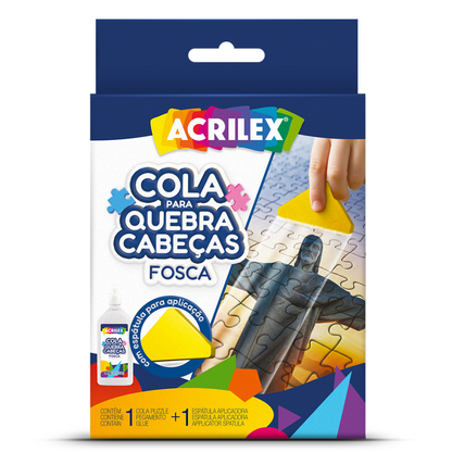 Cola para Quebra-Cabeças Acrilex 90g Fosca com Espátula Aplicadora
