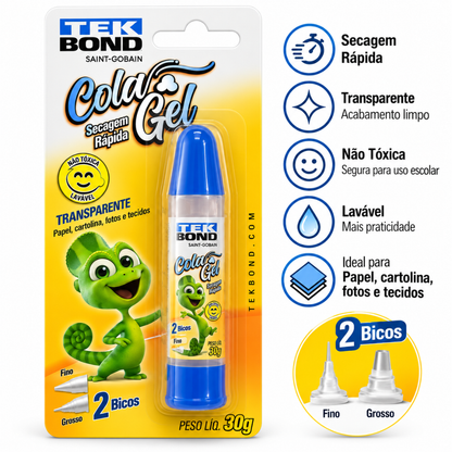 Cola Gel Multiuso 30g TekBond Transparente 2 Bicos Secagem Rápida