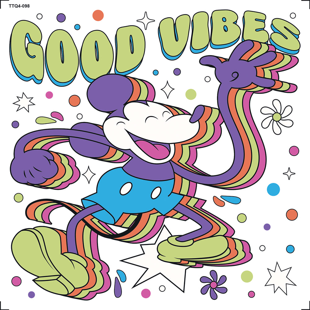 Transfer Têxtil 13,5x13,5cm TTQ4-098 Good Vibes Mickey