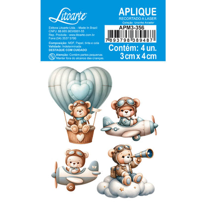 Aplique Litoarte APM3-356 Ursinho Aviador