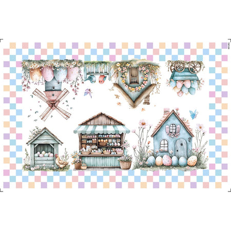 Transfer de Imagem 19,5x29,5cm TIBP-008 Páscoa Casinhas