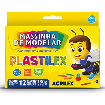 Massinha de Modelar Plastilex Acrilex 180g com 12 Unidades