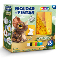 Kit Moldar e Pintar com Gesso Acrilex Tricerátopo