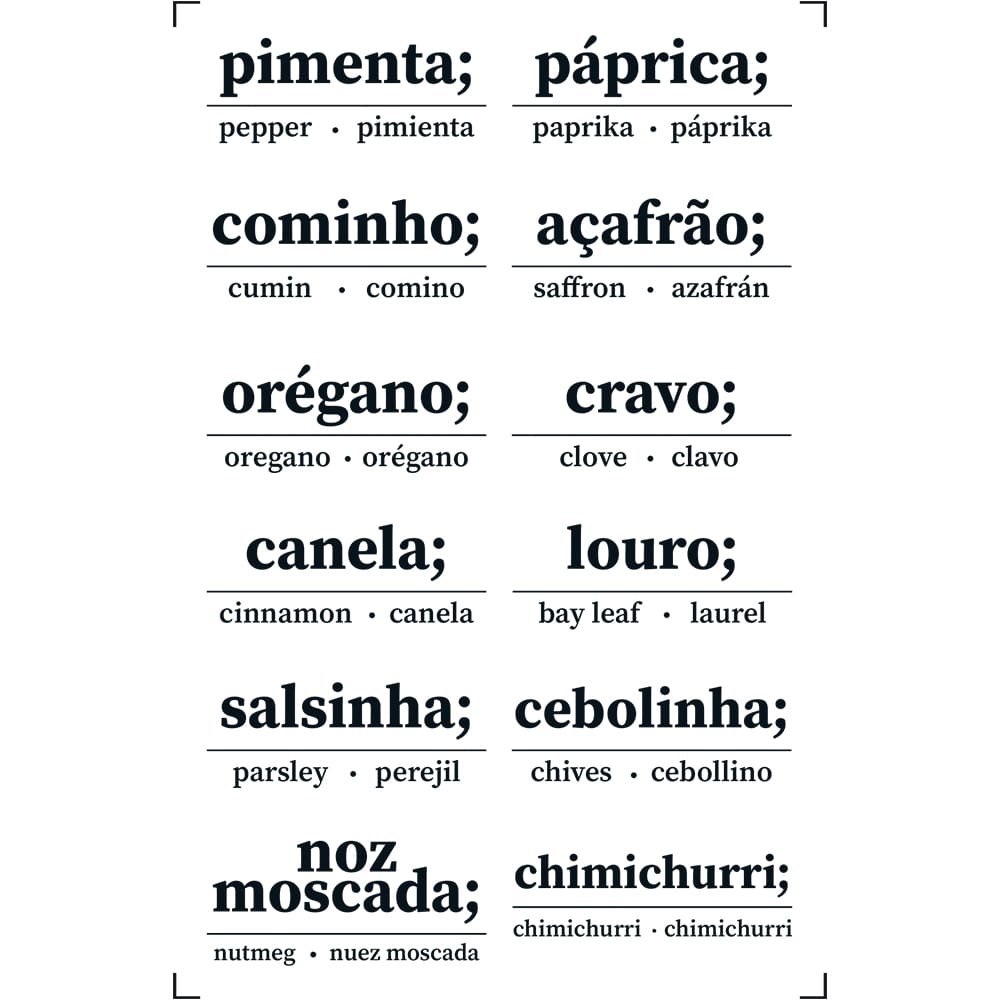 Transfer Litoarte 9,8x15cm TIS-060 Nomes de Temperos para Potes de Cozinha