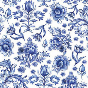Guardanapo de Papel Decoupage 25x25 Flores Azuis Delft 12518635