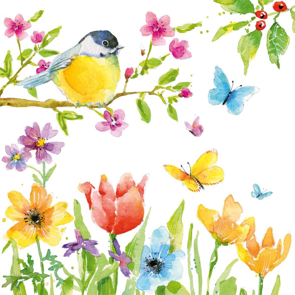 Guardanapo de Papel Decoupage 33x33 PPD Spring Bird 1332784