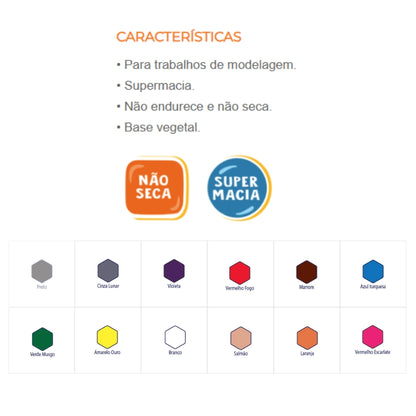 Massinha de Modelar Plastilex Acrilex 180g com 12 Unidades