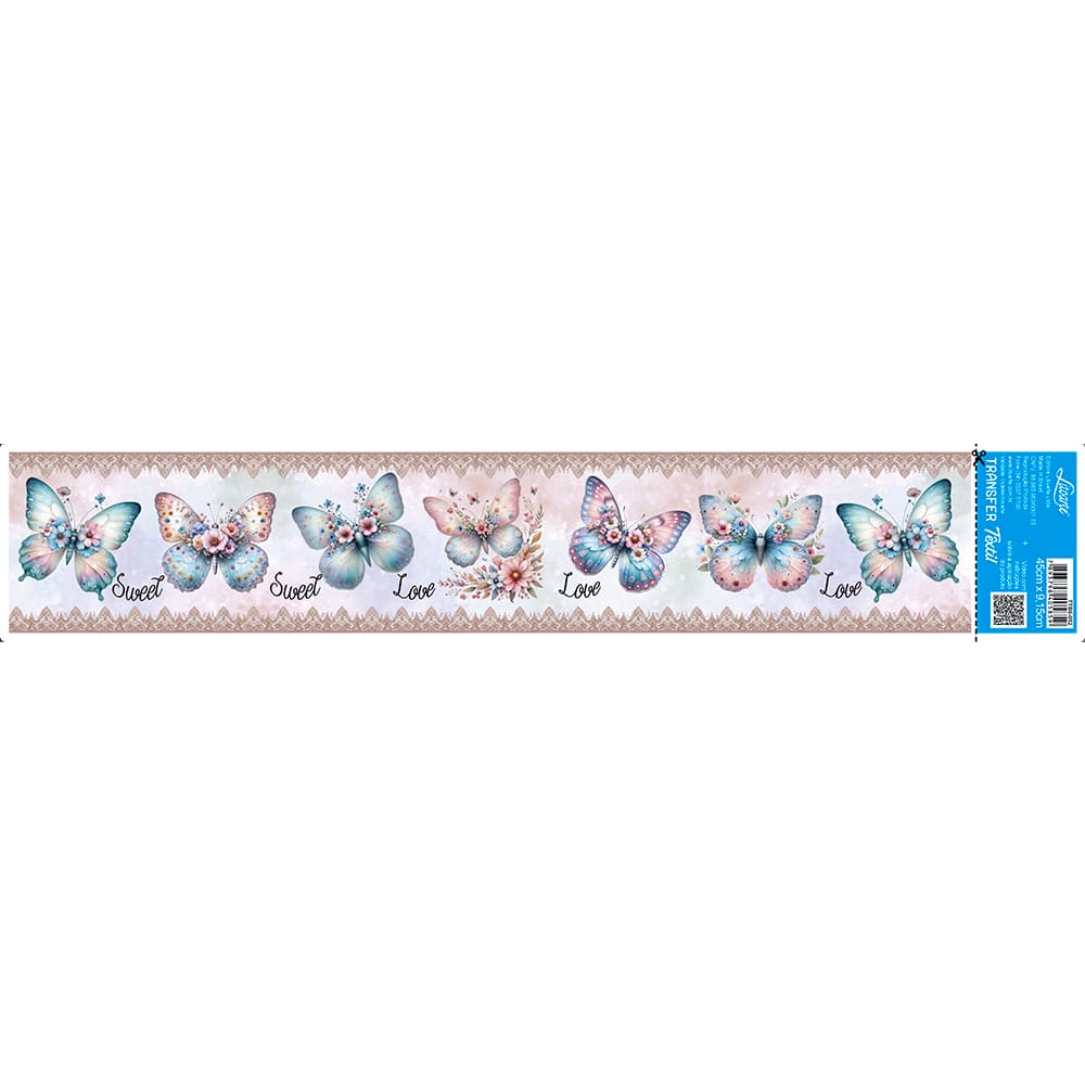 Transfer Têxtil 45x9,5cm TTB6-052 Barra Borboletas