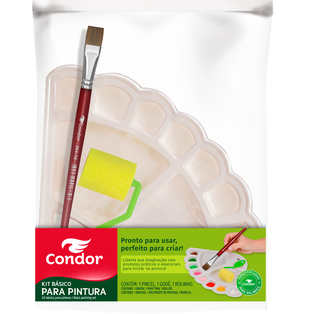 Kit Básico para Pintura Condor (Rolinho, Pincel, Paleta) 598