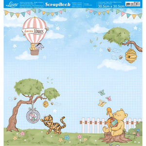 Papel Scrapbook Litoarte SD-1371 Urso Doce Mel 30,5x30,5cm