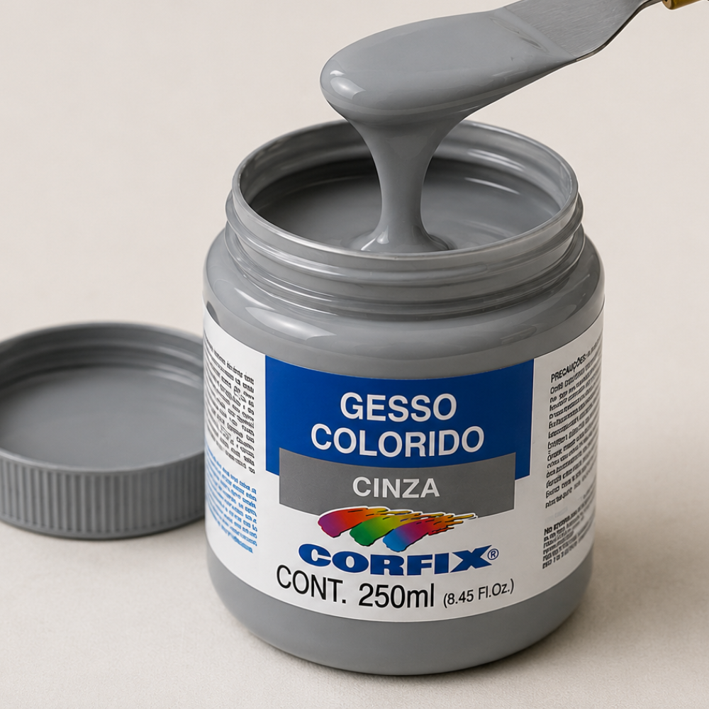 Gesso Acrílico Colorido Cinza para Telas Corfix 250ml Preparação para Pintura