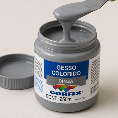 Gesso Acrílico Colorido Cinza para Telas Corfix 250ml Preparação para Pintura